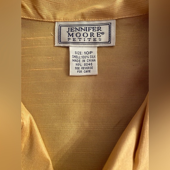 Jennifer Moore Petites Silk Coord Pantsuit Set in Golden Girl 100% Silk - Picture 3 of 9